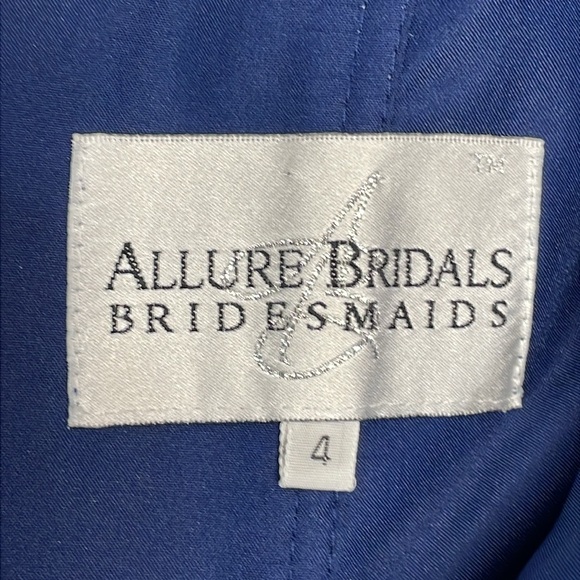 NWOT Allure Bridals Bridesmaid Formal 1221 Dress Navy Chiffon Ruched Strapless 4 - Picture 12 of 16